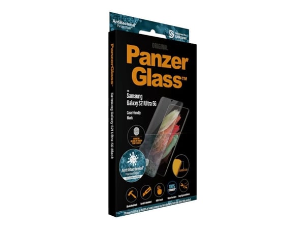 PanzerGlass™ | Case-Friendly - Skærmbeskytter for mobiltelefon - Edge-to-Edge passform - rammefarve sort | Samsung Galaxy S21 Ultra 5G