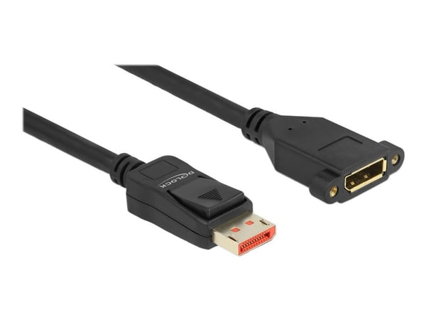 Delock - DisplayPort-forlengelseskabel - DisplayPort (hann) låst til DisplayPort (hunn) panelmonterbar - DisplayPort 1.4 - 1 m - 8 K 60 Hz (7680 x ...