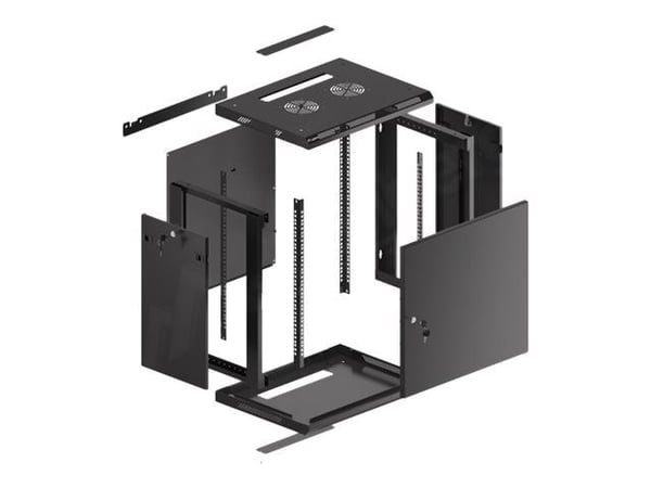 Lanberg WF01 64/66 V2 Series WF01-6412-00B - Skap - veggmonterbar - svart, RAL 9004 - 12U - 19"