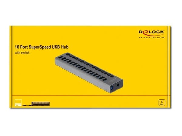 Delock - Hub - 16 x SuperSpeed USB 3.0 - stasjonær