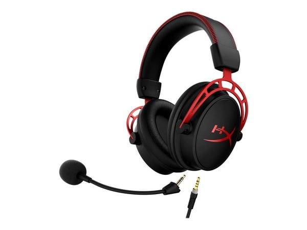 HyperX Cloud Alpha - Gaming - hodesett - full størrelse - kablet - 3,5 mm jakk - svart, rød