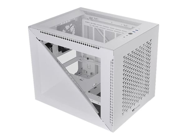 Thermaltake Divider 200 TG Air Snow - Micro case - micro ATX - sidepanel med vindu (herdet glass) - ingen strømforsyning (PS/2) - hvit - USB/lyd
