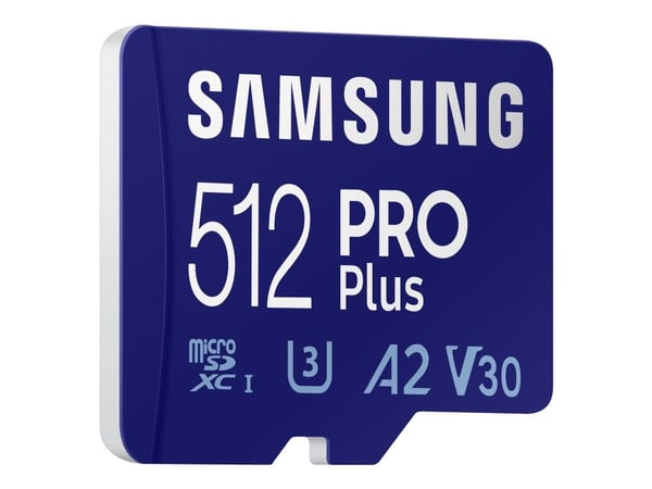 Samsung PRO Plus MB-MD512KA - Flashminnekort (microSDXC til SD-adapter inkludert) - 512 GB - A2 / Video Class V30 / UHS-I U3 / Class10 - microSDXC ...