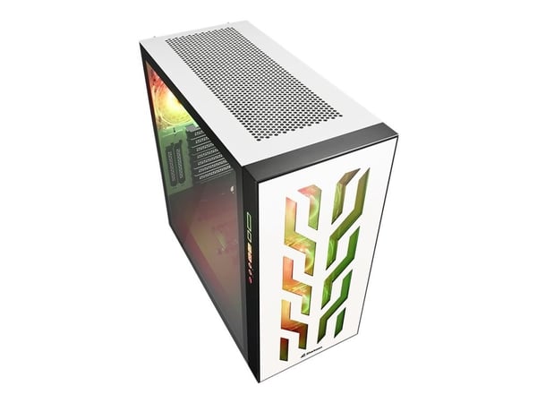 Sharkoon Elite Shark CA300T - - forlenget ATX / SSI EEB - sidepanel med vindu (herdet glass) - ingen strømforsyning - hvit - USB/lyd