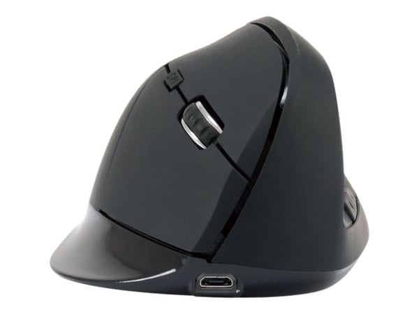 Conceptronic LORCAN03B ERGO - Vertikal mus - ergonomisk - høyrehendt - optisk - 6 knapper - trådløs - Bluetooth 5.2 - svart