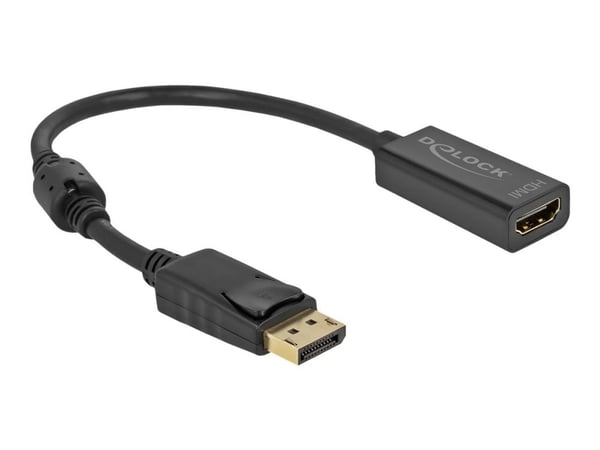 Delock - Videoadapter - DisplayPort han haspet til HDMI hun - 20 cm - lajittelu - passiv, 4K30 Hz tuki