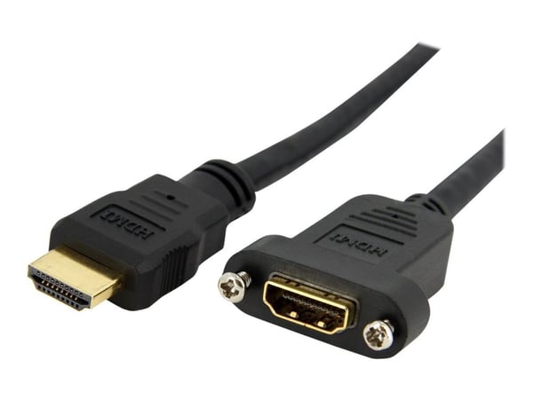 Startech 3ft HDMI Female to Male Adapter, 4K High Speed Panel Mount HDMI Cable, 4K 30Hz UHD HDMI, 10.2 Gbps Bandwdith, 4K HDMI 1.4 Video, HDCP 1.4,...