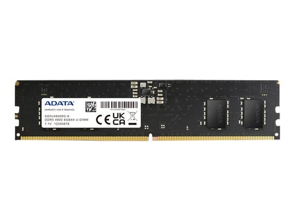 ADATA - DDR5 - sarja - 16 GB: 2 x 8 GB - DIMM 288-PIN - 4800 MHz / PC5-38400 - CL40 - 1,1 V - puskuroimaton - on-die ECC - musta