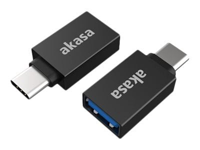 Akasa - USB-sovitin - USB-C (han) til USB Type A (hun) - USB 3.2 Gen 2 - 5 V - 3 A - sort (pakke med 2)