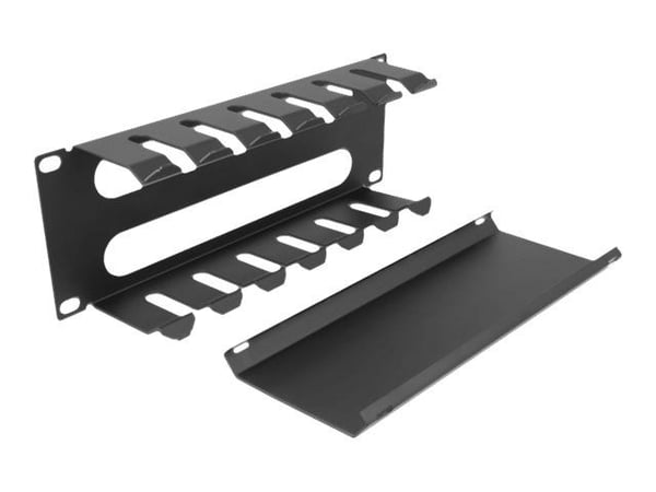 Delock - Rack cable management routing panel - with 2 openings - svart - 1U - 10"