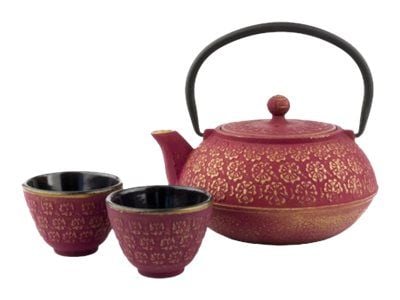 Bredemeijer Shanghai, Yksi teekannu, 600 ml, Kulta, Vaaleanpunainen, valurauta, Haudutussuodatin, Ruostumaton teräs