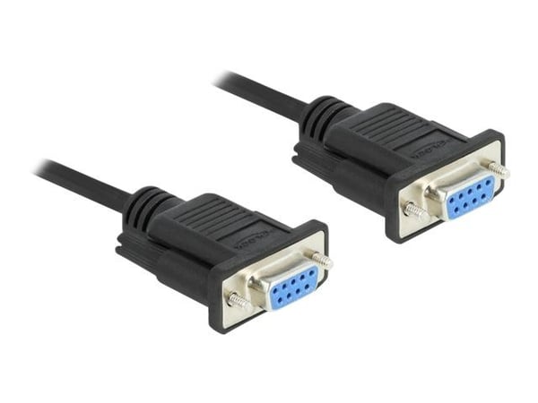 Delock - Null modem-kabel - DB-9 (hunn) til DB-9 (hunn) - 1 m - tommelskruer - svart