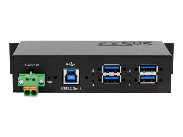 Exsys EX-1185HMVS-2 - Hub - 4 x USB 3.2 Gen 1 - DIN-skinnemonterbar - DC-strøm