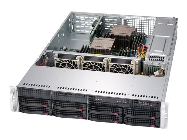 Supermicro SC825 TQC-R802WB - Kan monteras i rack 2U - förbättrad utökad ATX - SATA/SAS - hot-swap 800 Watt - svart