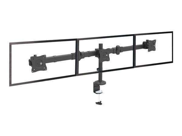 Startech Desk Mount Triple Monitor Arm, Ergonomic VESA 3 Monitor Mount up to 27", Articulating & Height Adjustable Pole Mount, Tilt/Swivel/Rotate L...