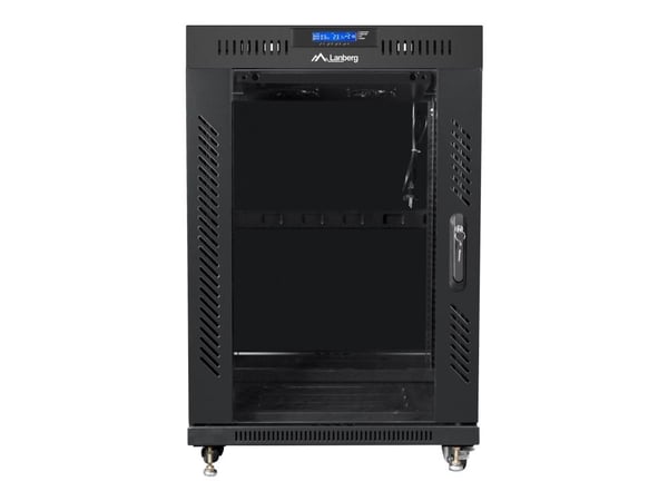 Lanberg - Rack skap - med 4 kjølevifter, display - svart, RAL 9004 - 15U - 19"