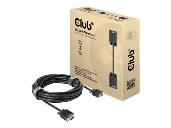 Club 3D - VGA-kabel - HD-15 (VGA) (hann) til HD-15 (VGA) (hann) - 10 m - 1080p-støtte