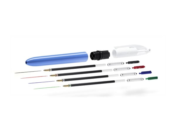 BIC 4 Colours Grip - 4-fargekulepenn - svart, rød, blå, grønn - 1 mm - medium - retraktil - 1 stk