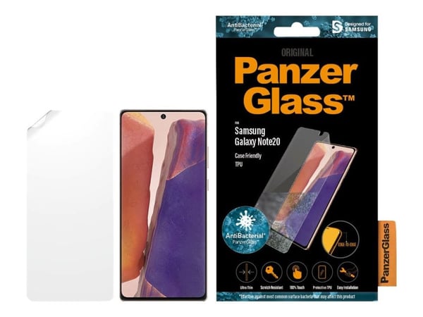 PanzerGlass 7238, Samsung, Samsung - Galaxy Note 20, Asennus kuivana, Naarmuuntumisenkestävä, Antibakteerinen, Läpinäkyvä, 1 kpl