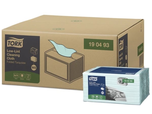 Aftørringsklud Tork Sensitiv W8 300x385 mm turkis - (8 pakker x 75 stk.)