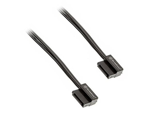 SilverStone CP11 - SATA-kabel - Serial ATA 150/300/600 - SATA (hunn) til SATA (hunn) - 50 cm - 90° kontakt - svart