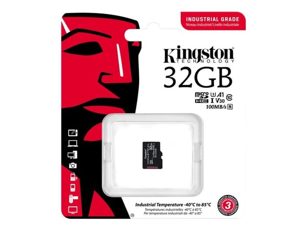 Kingston Industrial - Flashminnekort (microSDHC til SD-adapter inkludert) - 32 GB - A1 / Video Class V30 / UHS-I U3 / Class10 - microSDHC UHS-I