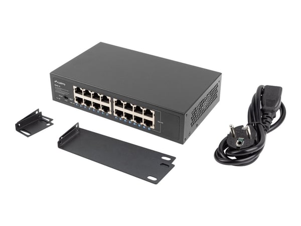 Lanberg RSGE-16 - Switch - ikke-styrt - 16 x 10/100/1000 - stasjonær, rackmonterbar