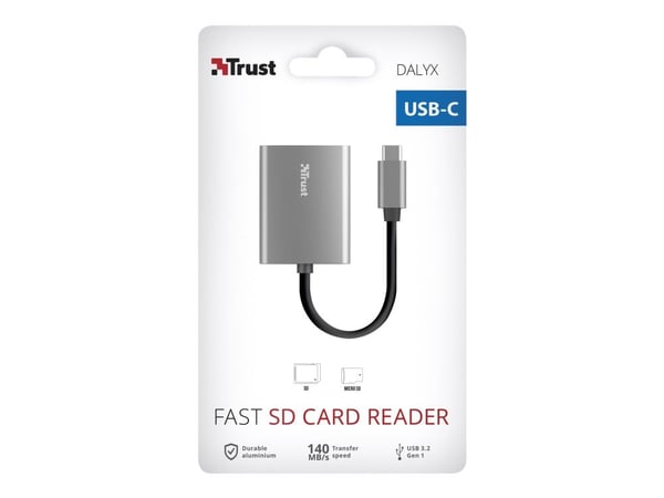 Trust Dalyx - Kortläsare (microSD, SDHC, SDXC) - USB-C 3.2 Gen 1