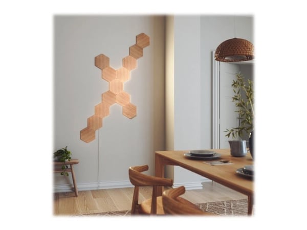 Nanoleaf Elements Starter Kit - Trådlös belysningspanel - LED x 13 - totalt: 24.83 W - varmt till kallt vitt ljus - sexhörning - trä