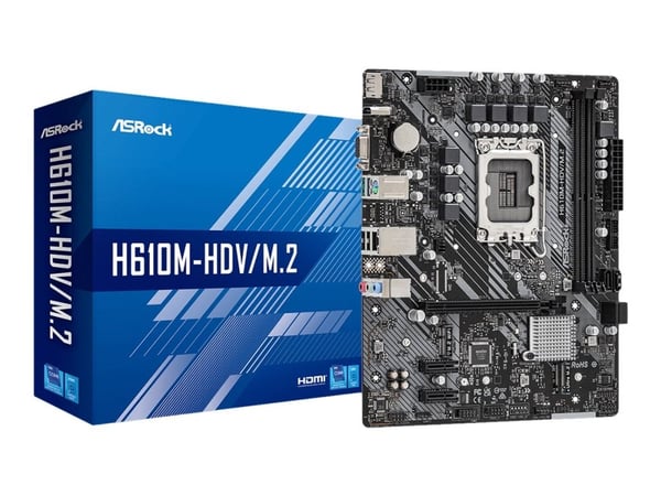 ASRock H610M-HDV/M.2 - Hovedkort - micro ATX - LGA1700-sokkel - H610 Chipset - USB 3.2 Gen 1 - Gigabit LAN - innbygd grafikk (CPU kreves) - HD-lyd ...