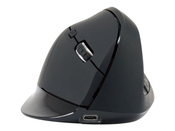 Conceptronic LORCAN03B ERGO - Vertikal mus - ergonomisk - høyrehendt - optisk - 6 knapper - trådløs - Bluetooth 5.2 - svart