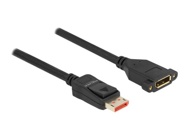 Delock - DisplayPort-forlengelseskabel - DisplayPort (hann) låst til DisplayPort (hunn) panelmonterbar - DisplayPort 1.4 - 2 m - 8 K 60 Hz (7680 x ...