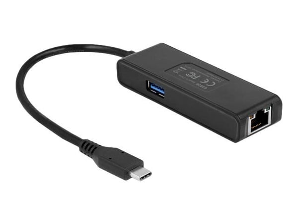 Delock - Nettverksadapter - USB-C 3.2 Gen 1 - 2.5GBase-T x 1 + USB 3.2 Gen 1 x 1 - svart