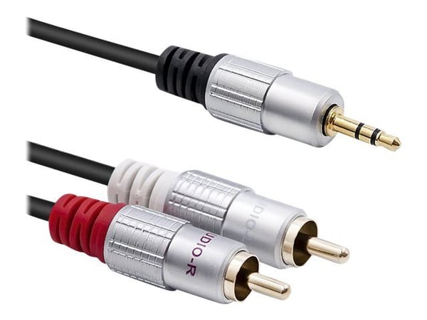 Qoltec - Lydkabel - RCA x 2 hann til mini-phone stereo 3.5 mm hann - 1 m - svart