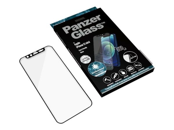 PanzerGlass CamSlider - Skjermbeskyttelse for mobiltelefon - pyntet med krystaller fra Swarovski - glass - rammefarge svart - for Apple iPhone 12 mini