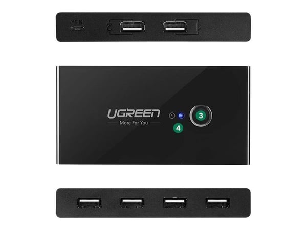 Ugreen - USB sharing switch til periferiudstyr - 4 x USB 2.0 - pöytätietokoneet