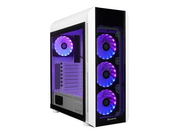 Chieftec SCORPION 3 - Tower - ATX - sidepanel med vindu (herdet glass) - ingen strømforsyning (ATX) - hvit - USB/lyd