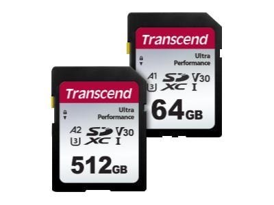 Transcend 340S - Flashminnekort - 64 GB - A1 / Video Class V30 / UHS-I U3 - SDXC UHS-I
