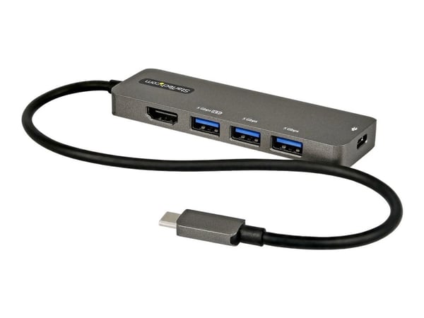 StarTech.com USB C Multiportadapter - USB-C till HDMI 2.0b 4K 60Hz (HDR10), 100W strömförsörjning Pass-Through, USB 3.0 hubb med 4 portar - USB Typ...