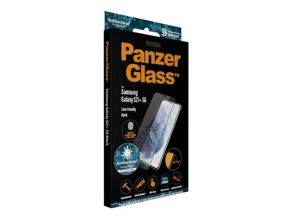 PanzerGlass - Skjermbeskyttelse for mobiltelefon - glass - krystallklar, svart rand - for Samsung Galaxy S21+ 5G