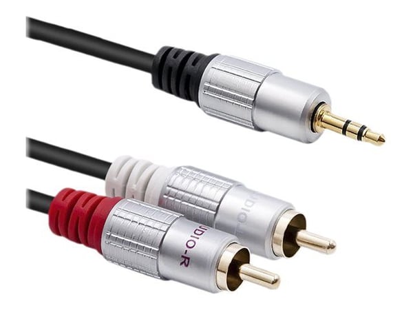 Qoltec - Ljudkabel - RCA x 2 hane till mini-phone stereo 3.5 mm hane - 2 m - svart