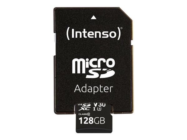 Intenso Professional - Flashminnekort (microSDXC til SD-adapter inkludert) - 128 GB - UHS Class 1 / Class10 - microSDXC UHS-I