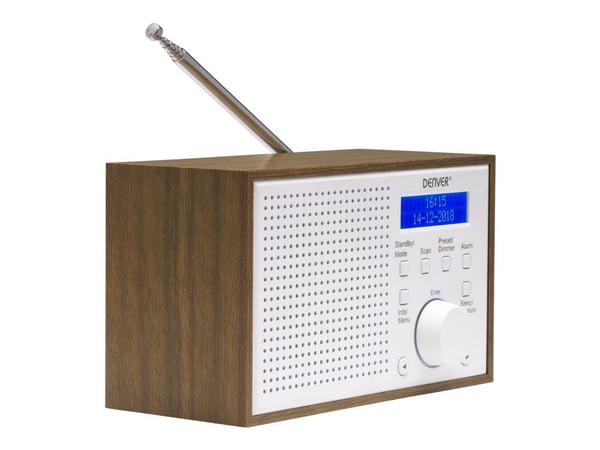 Denver DAB-46WHITE, Analog & Digital, DAB+,FM, 2 W, LCD, Brun, Hvid