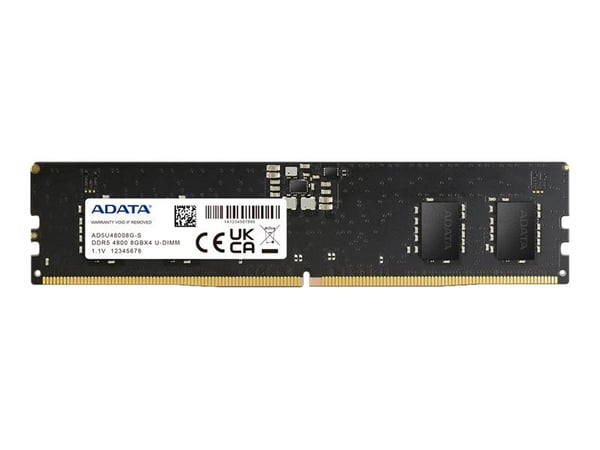 ADATA - DDR5 - modul - 8 GB - DIMM 288-pin - 4800 MT/s / PC5-38400 - CL40 - 1.1 V - ej buffrad - on-die ECC - svart