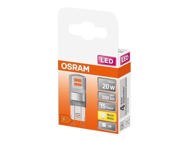 OSRAM LED STAR - LED-lyspære - klar finish - G9 - 1.9 W (ekvivalent 20 W) - klasse F - varmt hvitt lys - 2700 K