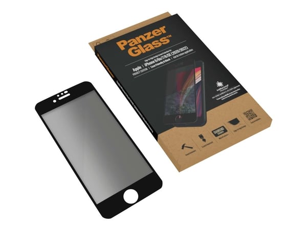 PanzerGlass™ | Privacy & Case-Friendly - Skærmbeskytter for mobiltelefon - Edge-to-Edge passform - rammefarve sort | Apple iPhone 6/6s/7/8/ SE (2. ...