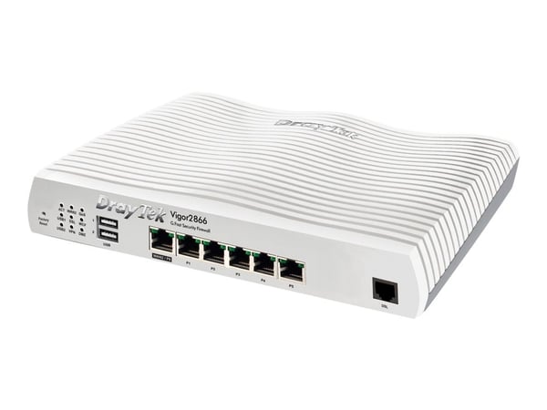 Draytek Vigor 2866 - Ruter - DSL-modem 5-ports switch - 1GbE - WAN-porter: 2 - veggmonterbar