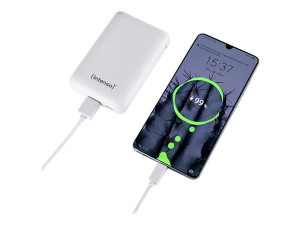 Intenso Powerbank XC10000 - Strømbank - 10000 mAh - 3 A - 2 utgangskontakter (USB, USB-C) - hvit