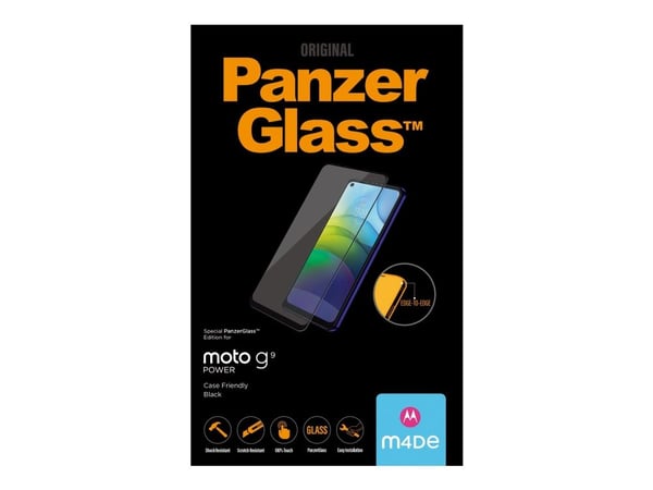 PanzerGlass - Skjermbeskyttelse for mobiltelefon - glass - rammefarge svart - for Motorola Moto G9 Power
