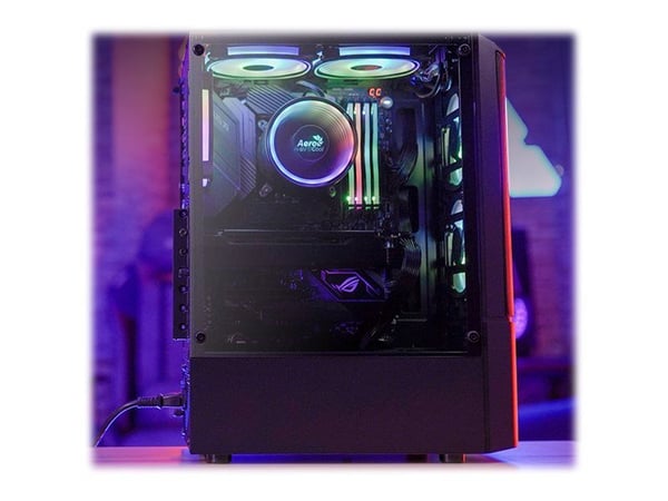 AeroCool Quantum Mesh - Mid tower - ATX - genomskinlig sidopanel (härdat glas) - ingen strömförsörjning (ATX) - svart - USB/ljud